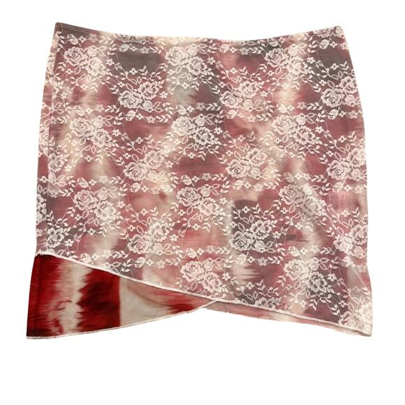 Outcast Violet Mini Skirt Rosewood Floral Lace Medium NWT - Picture 1 of 11